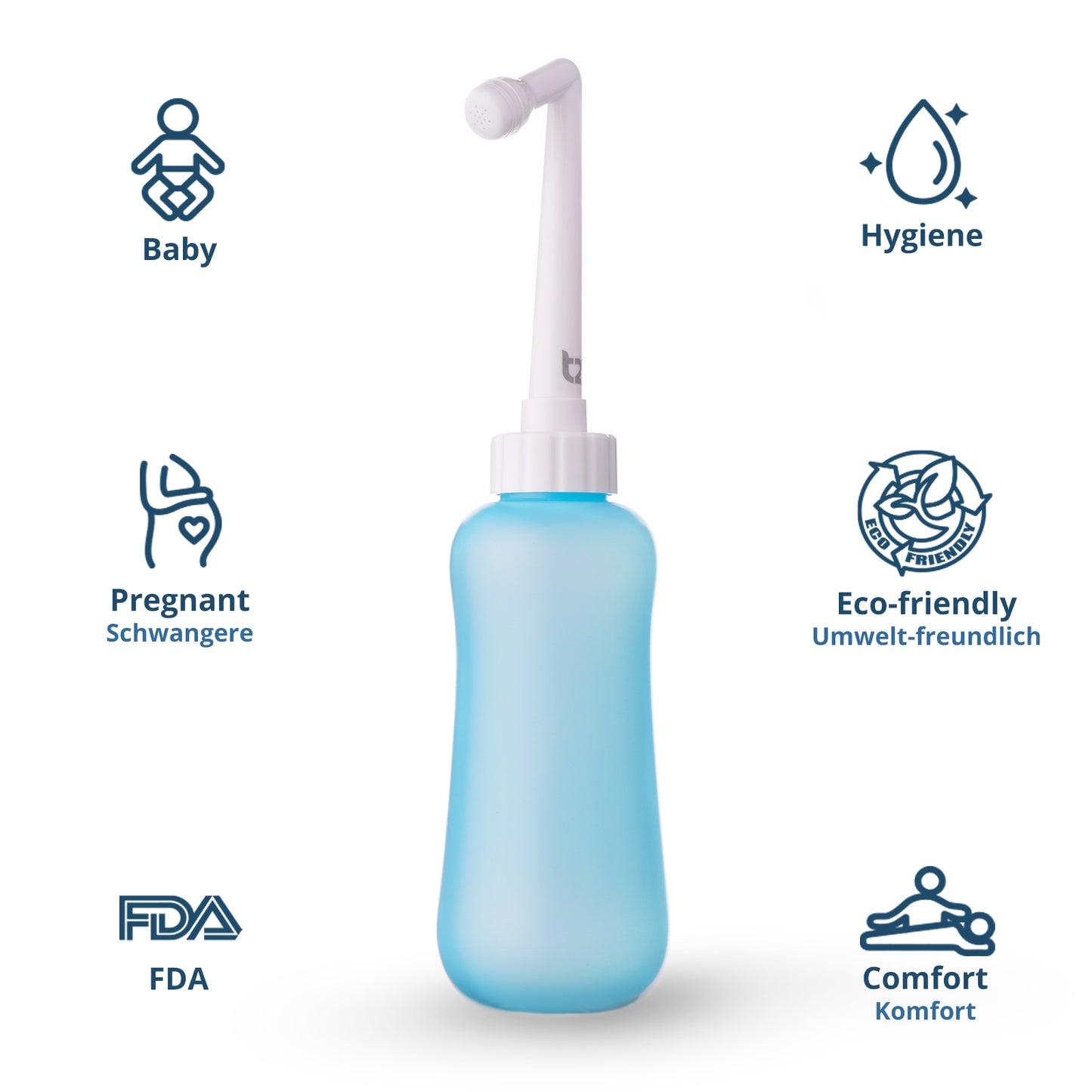 T2 450ml Peri Bottle - Portable Bidet for Postpartum Care, Perineal Pain Relief - 460ml Squeeze Bottle with 60° Nozzle & Washable Storage Bag - Hospital Bag Maternity Essential, Gift for Mum to Be