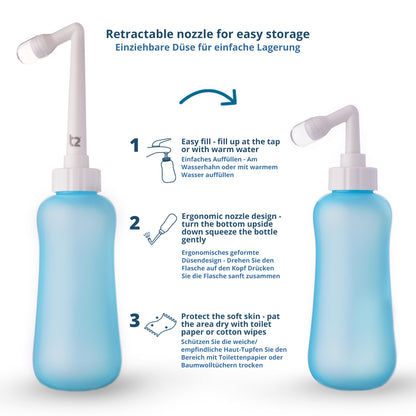 T2 Peri Bottle 450ml - Large Portable Bidet for Postpartum Care
